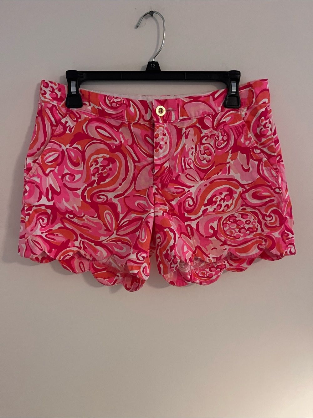 Lily Pulitzer Women’s Pink Patterned Buttercup Scallop-Hem Shorts